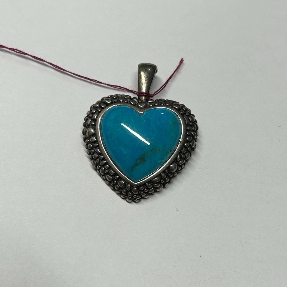 Turquoise and Silver Heart Pendant